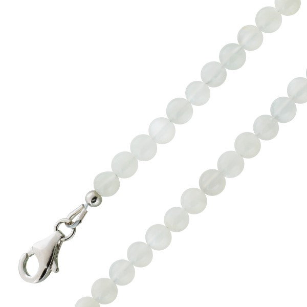 Mondstein Kette hellgraue Kugeln 5mm Edelstein