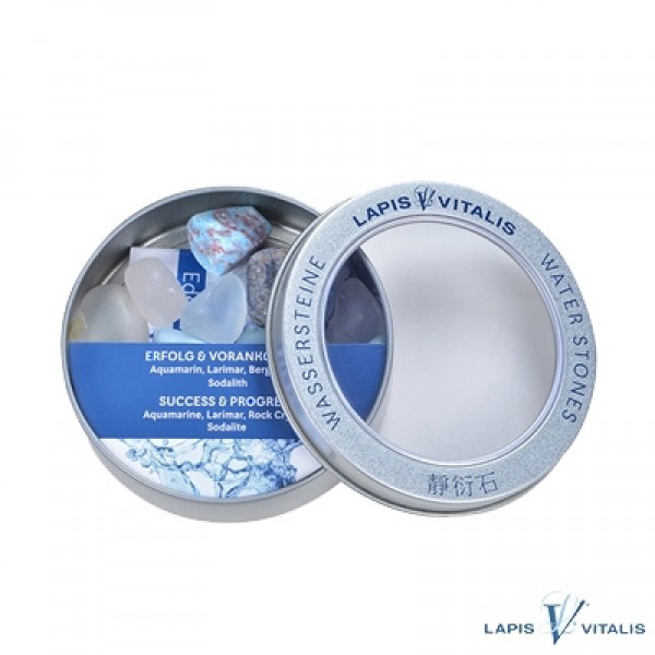 Wassersteine Aquamarin Larimar Bergkristall Sodalith Trommel Rohsteine