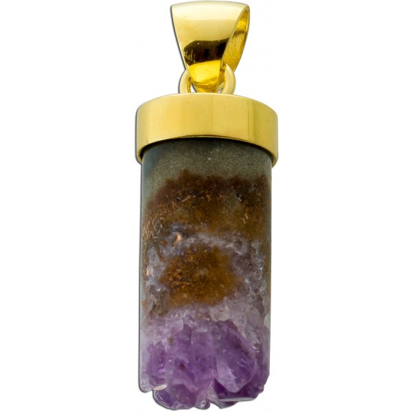 Amethyst Anhänger Gelbgold vergoldet 19.00ct. Muttergestein