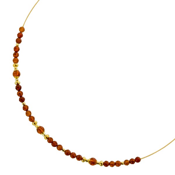 Granat Halsreif Gelbgold vergoldet orange-cognac Edelsteine 12.42ct 
