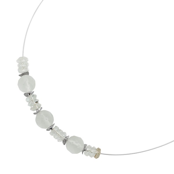 Bergkristall Halsreif Silber 925 transparente weisse Edelsteine 