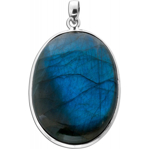 Labradorit Anhänger Silber 925 blauer Edelstein 80ct