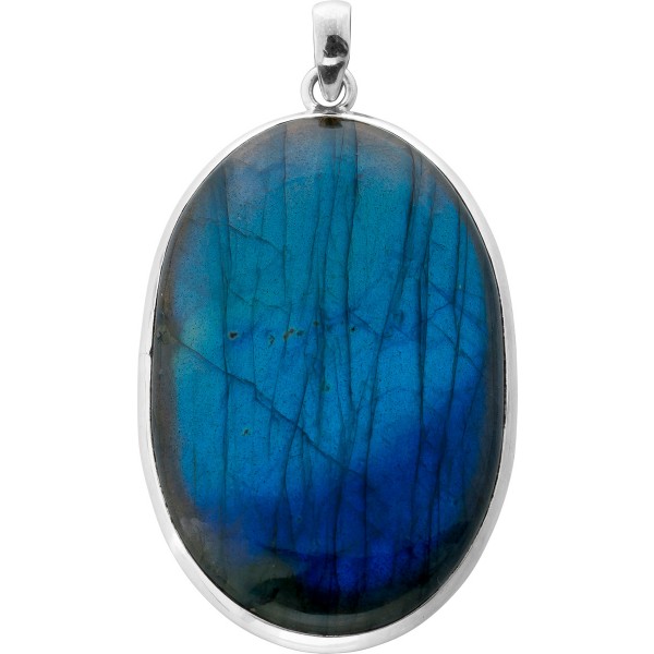 Labradorit Anhänger Silber 925 blauer Edelstein 90ct
