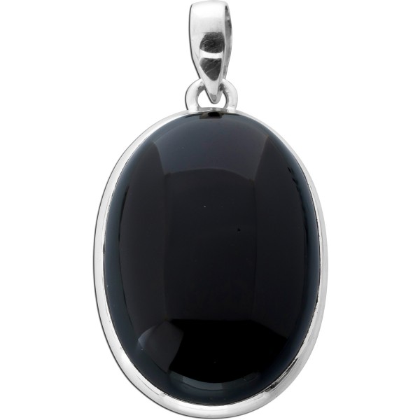 Onyx Anhänger Silber 925 schwarzer Edelstein 25ct 