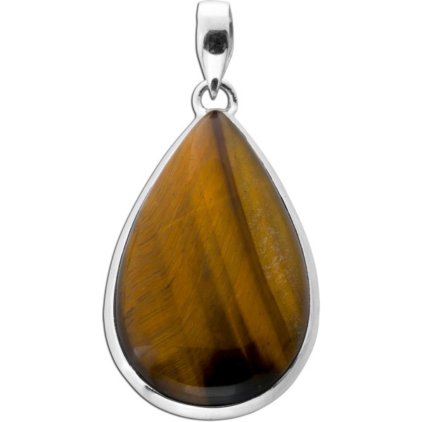 Tigerauge Anhänger Silber 925 gold brauner Edelstein 20ct