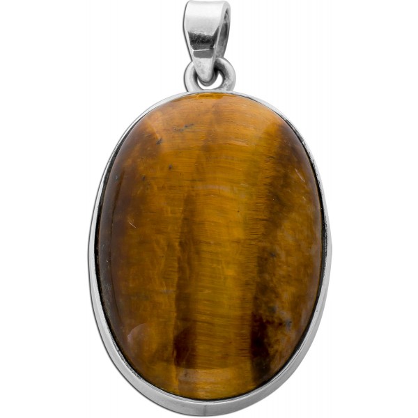 Tigerauge Anhänger Silber 925 gold brauner Edelstein 45ct