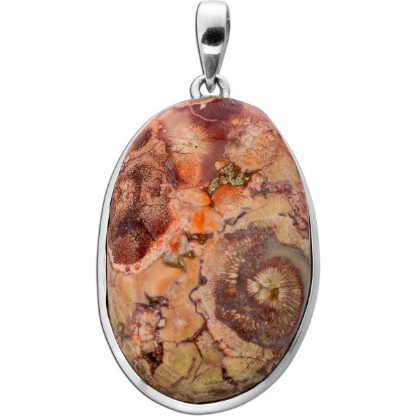 Jaspis Anhänger Silber 925 brauner Vogelaugen Edelstein 30ct