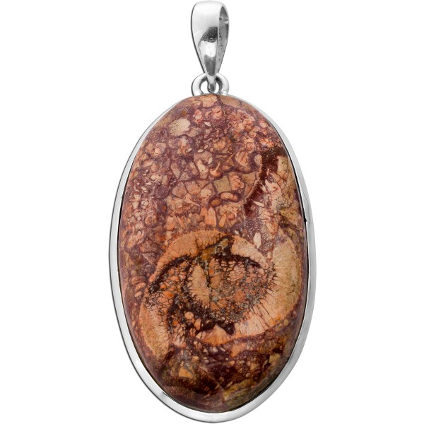 Jaspis Anhänger Silber 925 brauner Vogelaugen Edelstein 30ct