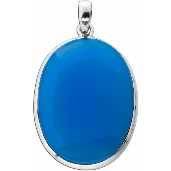 Chalzedon Anhänger Silber 925 himmelblauer Edelstein 30ct