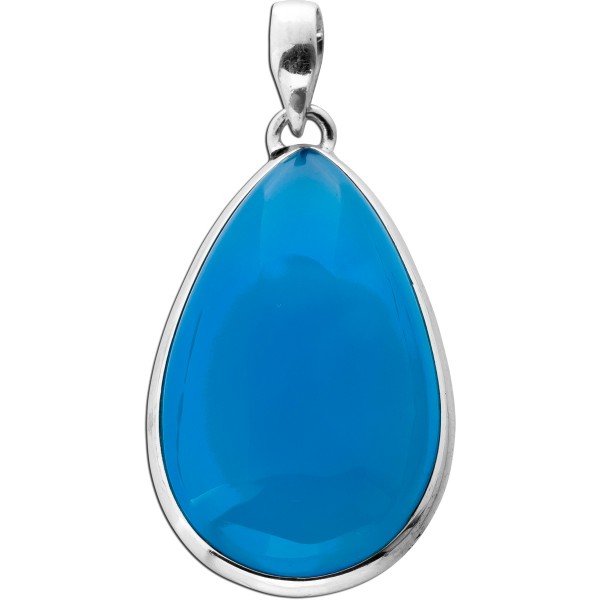 Chalzedon Anhänger Silber 925 himmelblauer Edelstein 30ct