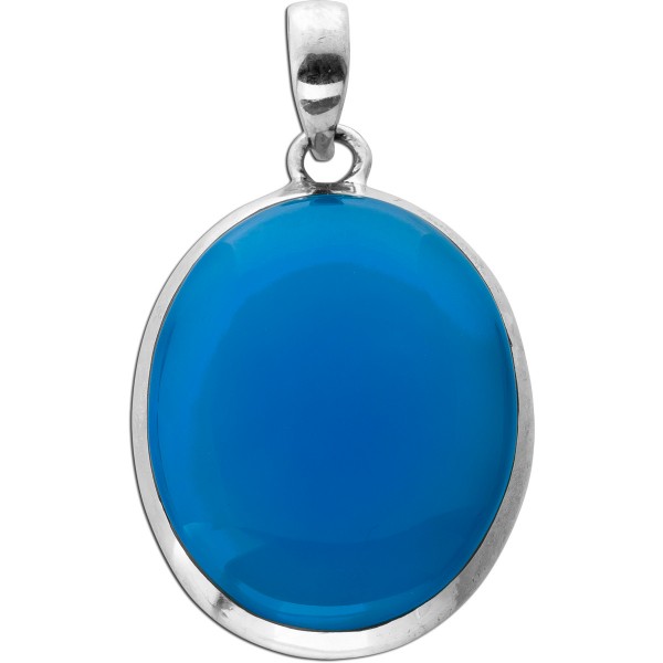 Chalzedon Anhänger Silber 925 himmelblauer Edelstein 30ct