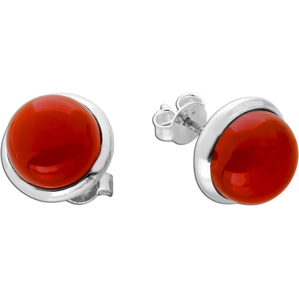 Carneol Ohrstecker Silber 925 orange rote Edelsteine 7.5ct