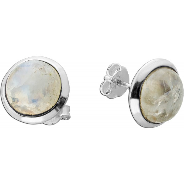Mondstein Ohrstecker Silber 925 Regenbogen Edelsteine 7.5ct
