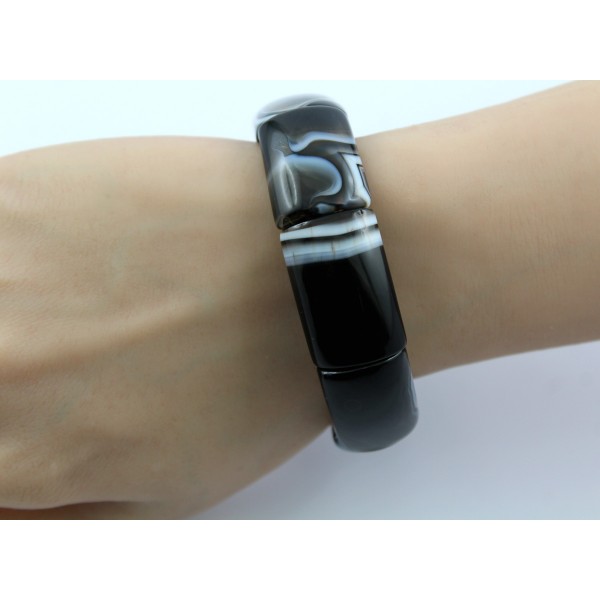 Achat Armband dunkelbraune Edelsteinen flexibel
