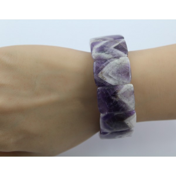 Amethyst Armband dunkel lila Edelsteine flexibel
