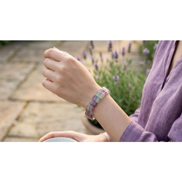 Fluorit Armband pastell lila grüne Edelsteine 