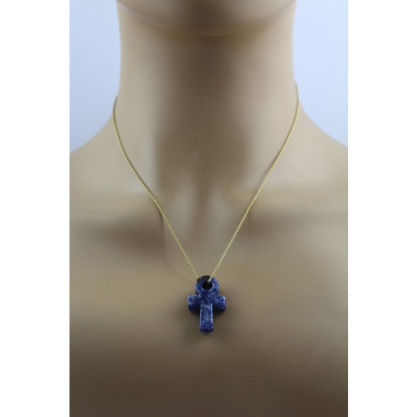 Kreuz des Lebens Saphir Anhänger dunkel Lila Edelstein Edelsteinanhänger Ankh Symbol 