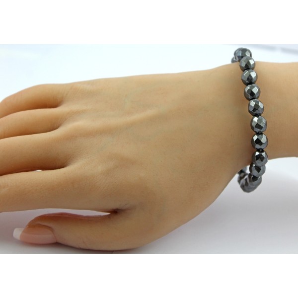 Hämatit Armband schwarzer Natur Edelstein flexibel