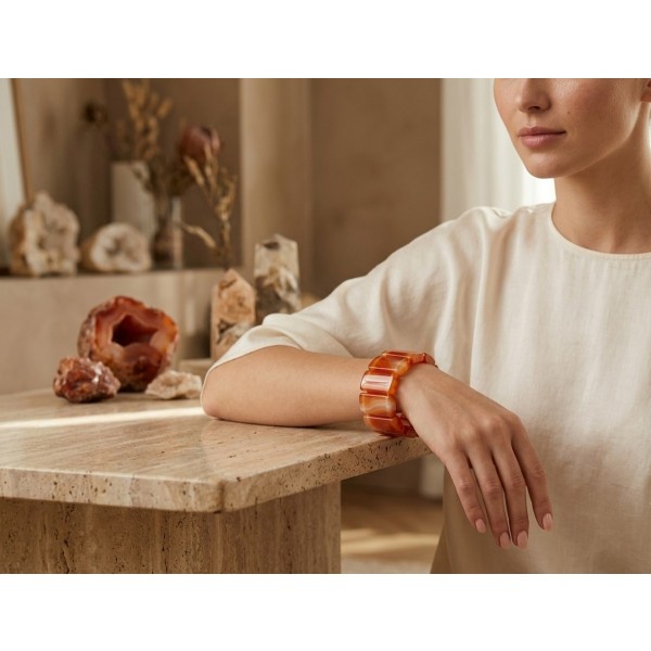 Carneol Armband orange rostbraune Natur Edelsteine flexibel