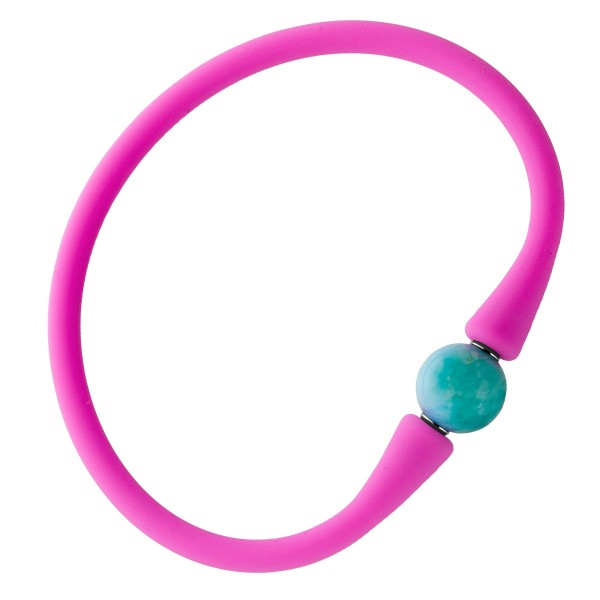 Larimar Armband Silikon himmelblauer Natur Edelstein