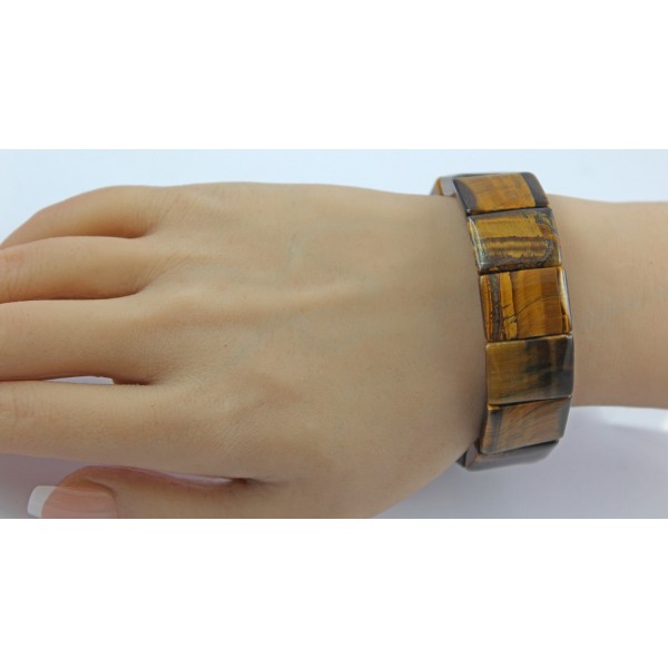 Tigerauge Armband gold braune Natur Edelsteine flexibel