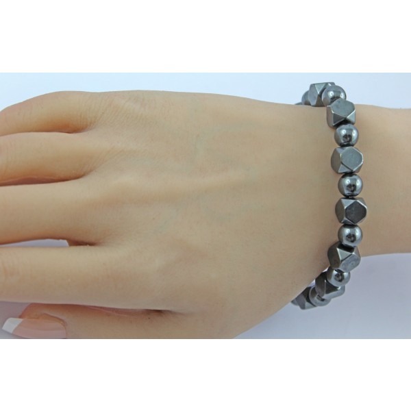 Hämatit Armband schwarzer Natur Edelstein flexibel