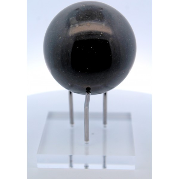 Turmalin Kugel Natur Edelstein schwarz helle Sprenkel handgeschnitzt