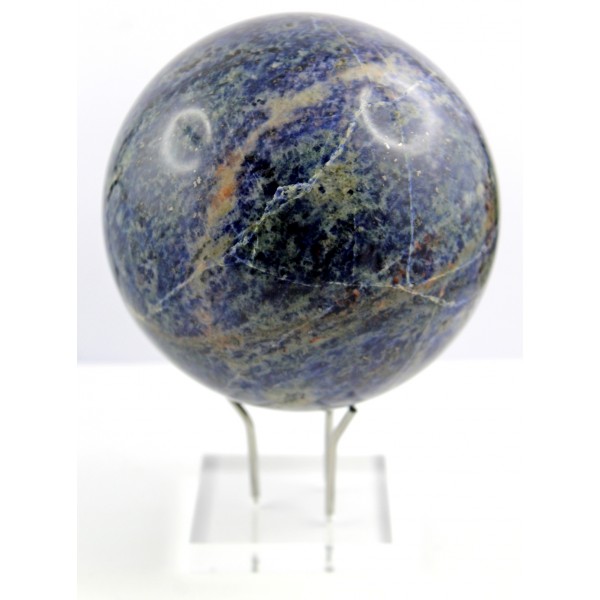 Sodalith Kugel blauer Naturedelstein weißer Bergkristall handgeschnitzt