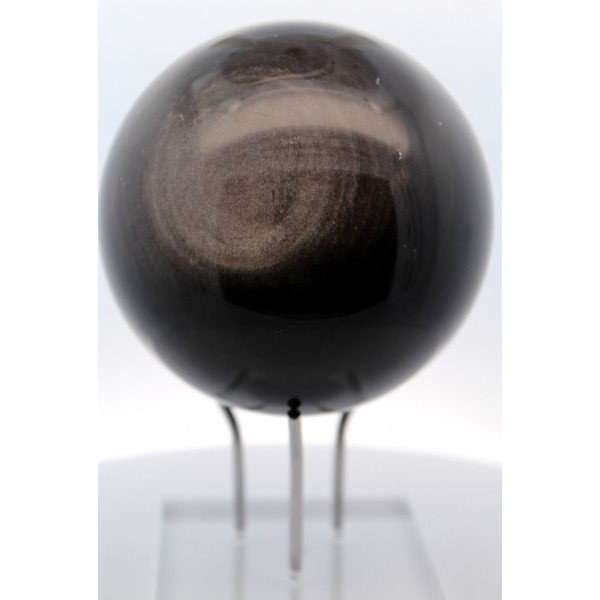 Obsidian Kugel tiefschwarzer Naturedelstein handgeschnitzt