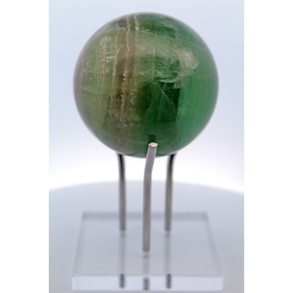 Fluorit Kugel dunkel hellgrün brauner Naturedelstein handgeschnitzt