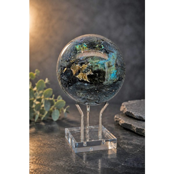 Labradorit Kugel 63mm olivgrün blauer Edelstein 1865ct