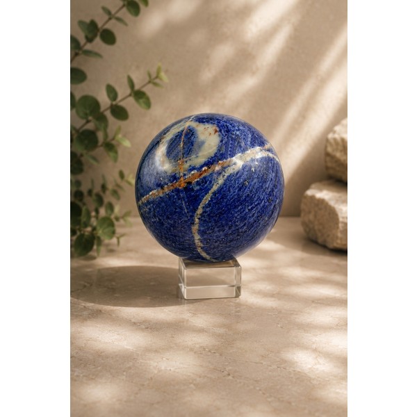 Sodalith Kugel 15,62cm azurblau weißer Edelstein 22510ct