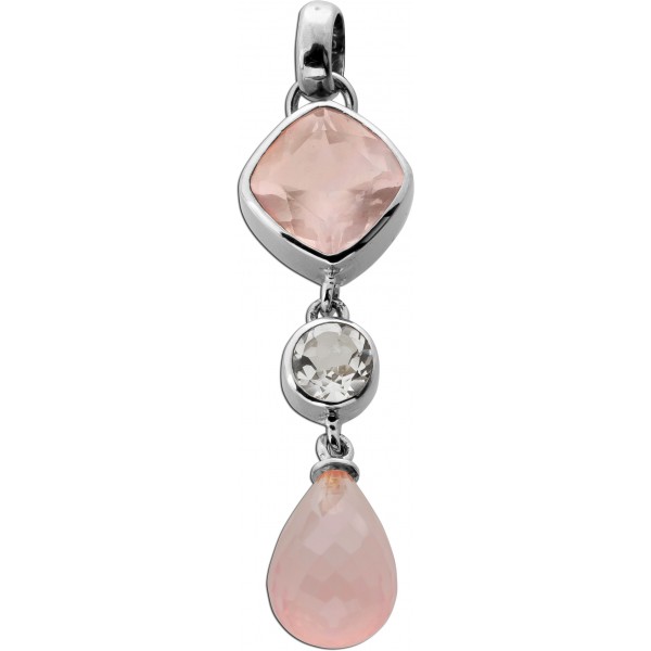 Rosenquarz Anhänger Silber 925 nat. rosa Rosenquarz weißer Topas 