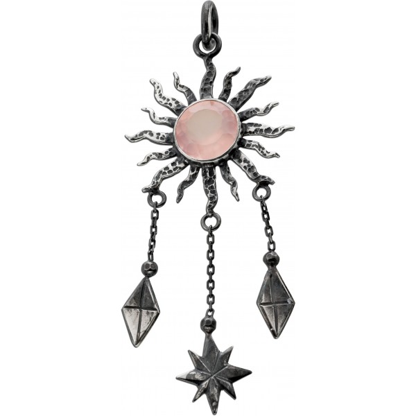 Sonnen Anhänger Silber 925 nat. rosa Rosenquarz 3.8ct
