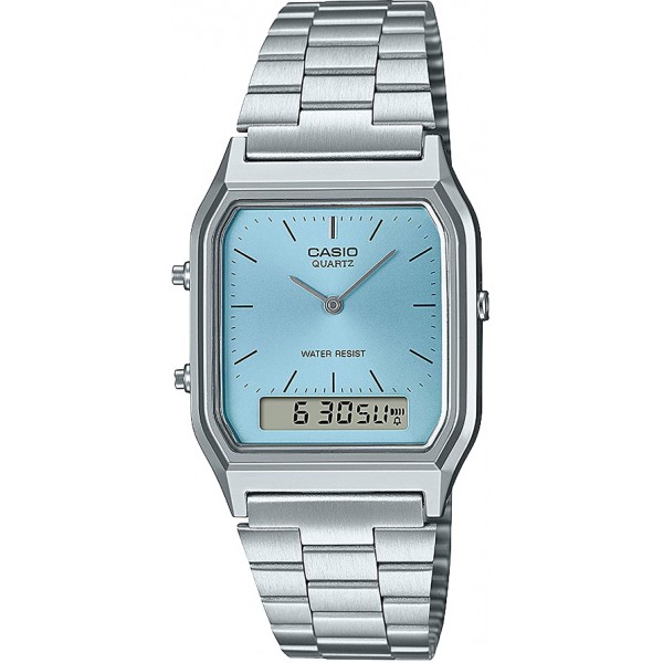 Casio Collection Edgy Analog-Digital Uhr Stahl Hellblau AQ230A-2A1MQYES