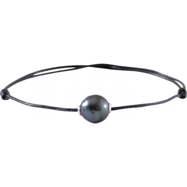Lederarmband schwarz Perle grau Armband Tahitiperle_03