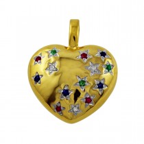 Anhänger Herzanhänger Gelb Gold 333 roter Rubin blauer Saphir grüner Smaragd Edelstein weißen Diamanten 0,03ct W/P_4