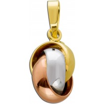 Tricolor Knoten Anhänger Gelbgold Weißgold Rotgold 333 Damenschmuck 