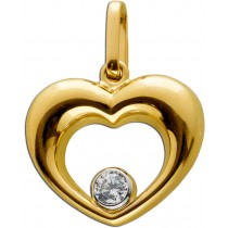 Herz Anhänger Gelbgold 333 8 Karat Solitär Zirkonia Stein