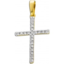 Kreuz Anhänger Gelbgold 585 14 Karat Brillanten 0.06ct TW VSI 