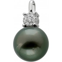 Perlenanhänger Weißgold 585 14K Tahitiperle Brillanten 0.08ct