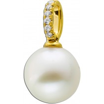 Perlenanhänger Gelbgold 585 14K weisse Südsee Perle Brillanten 