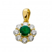 Smaragd Anhänger Gelbgold 585 14K grüner Edelstein Brillanten 