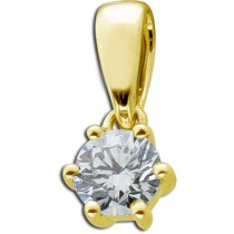 Solitär Anhänger 0.10ct  F Vsi Gelbgold 585 14K Lab Grown Diamond 