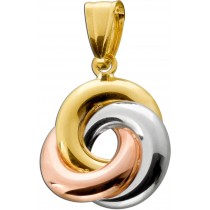 Tricolor Dreifach Trini Anhänger Gold 333 8K Tricolor Knoten Gelbgold Weißgold Rosegold 