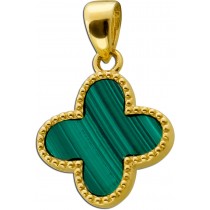 Malachit Kleeblatt Anhänger Gelbgold 333 8K grüner Edelstein