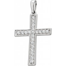 Kreuz Diamant Anhänger Weißgold 585 14 Karat 21 Brillanten 0.35ct VSI