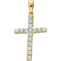 Kreuz Diamant Anhänger Gelbgold 585 14 Karat 16 Brillanten 0.32ct VSI