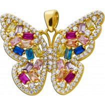 Schmetterling Anhänger Gelbgold 333 8K bunte weisse Zirkonia 