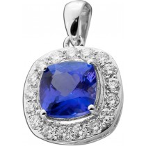 Tansanit Anhänger Weißgold 585 blauer Edelstein Lab Grown Diamanten 0.60ct